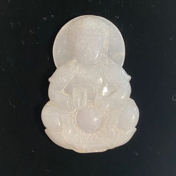 Ice Jade Baoping Guanyin Bodhisattva Natural Burmese Jade Grade-A Pendant - Picture 1 of 7